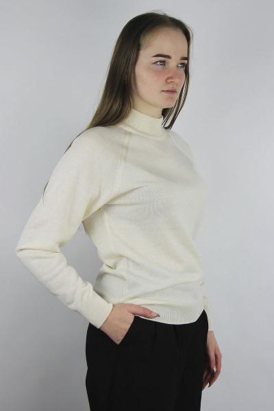 Демисезонный белый свитер из трикотажа с двойной стойкой и длинным рукавом Полесье С3316-15 5С1754-Д43 158,164 экрю - фото 3