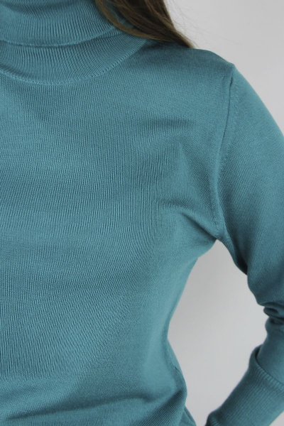 Демисезонный бирюзовый женский свитер из трикотажа с отложным воротником Полесье С3571-20 0С2128-Д43 158,164 испанский - фото 4