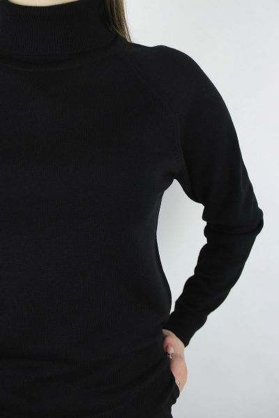 Демисезонный вязаный черный свитер с регланом Полесье С3433-17 7С1582-Д43 170,176 глубокий_черный - фото 4