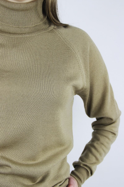 Демисезонный бежевый свитер из трикотажа с длинным рукавом реглан и высоким воротником Полесье С3433-17 7С1582-Д43 170,176 верблюжий - фото 4