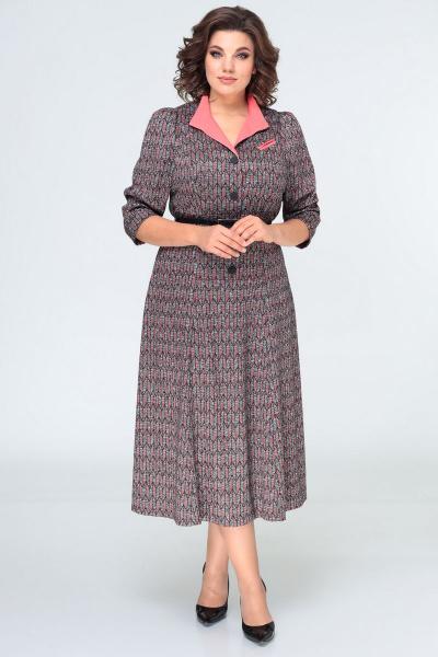 Платье ELVIRA 103 серо-коралловый - фото 1