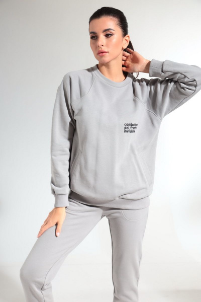 Демисезонный спортивный костюм из хлопкового футера HIT 3080 светло-серый - фото 4