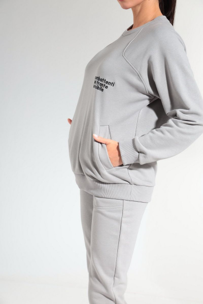 Демисезонный спортивный костюм из хлопкового футера HIT 3080 светло-серый - фото 3
