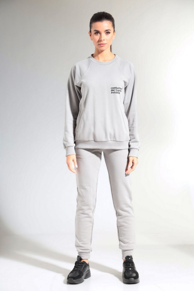 Демисезонный спортивный костюм из хлопкового футера HIT 3080 светло-серый - фото 2