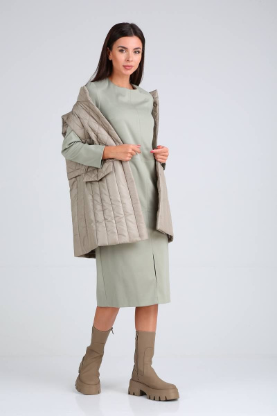 Платье трикотажное с разрезом и боковыми рельефами TVIN 8179 - фото 7