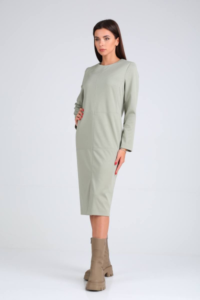 Платье трикотажное с разрезом и боковыми рельефами TVIN 8179 - фото 2