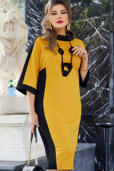 Платье Vittoria Queen 14113/5 охра-черный - фото 1