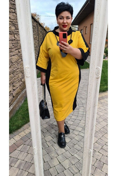 Платье Vittoria Queen 14113/5 охра-черный - фото 5