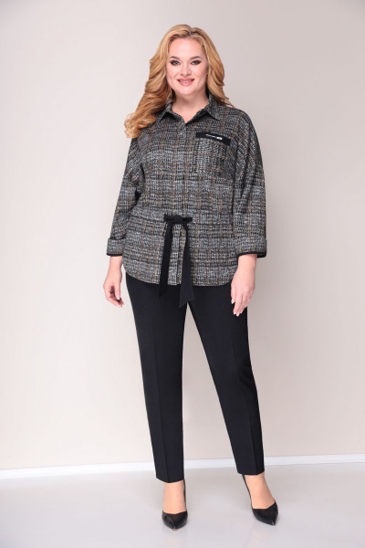 Брюки, жакет VOLNA 1211 серо-черный - фото 1