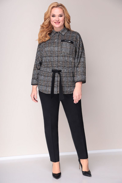 Жакет VOLNA 1210 серо-горчичный - фото 2