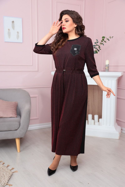 Кэжуал комбинезон с брюками-кюлотами из текстиля с карманами Solomeya Lux 868 бордовый - фото 2