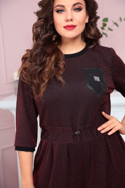 Кэжуал комбинезон с брюками-кюлотами из текстиля с карманами Solomeya Lux 868 бордовый - фото 3