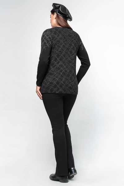 Демисезонный прямой джемпер из трикотажа с круглым вырезом La rouge 3190 черный-(серебро) - фото 4