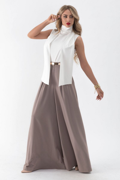 Блуза и брюки для нарядных образов из текстиля Golden Valley 6496 бежевый - фото 2