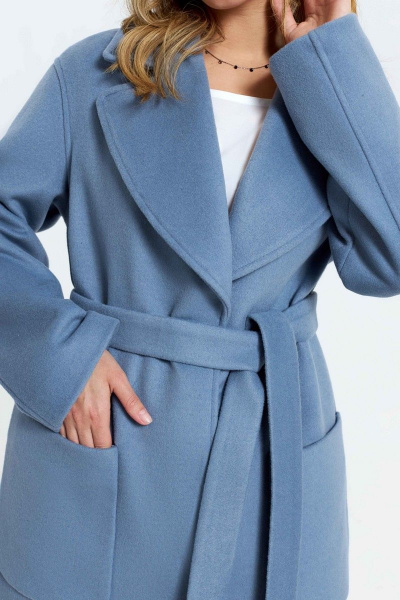 Пальто TEZA 2999 серо-голубой - фото 3