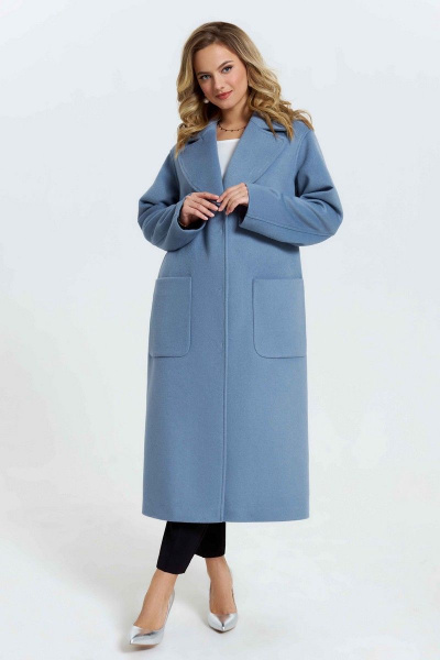 Пальто TEZA 2999 серо-голубой - фото 2