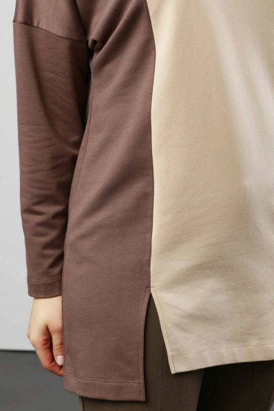 Бежевый комбинированный джемпер из хлопкового полотна Femme & Devur 30478 1.62BF(170) - фото 5