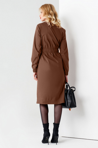 Платье демисезонное прямое из хлопка с резинкой Панда 60680z коричневый - фото 2