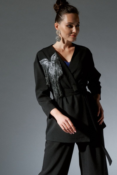 Брюки, жакет, пояс ELLETTO 5166 черный - фото 4