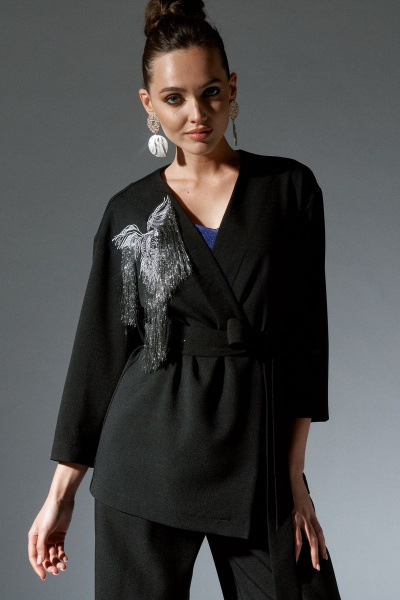 Брюки, жакет, пояс ELLETTO 5166 черный - фото 1