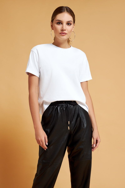 Эко-кожаные брюки с эластичным поясом и шнуром DAVYDOV 8033 - фото 2