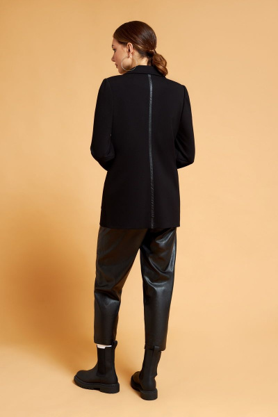 Эко-кожаные брюки с эластичным поясом и шнуром DAVYDOV 8033 - фото 4