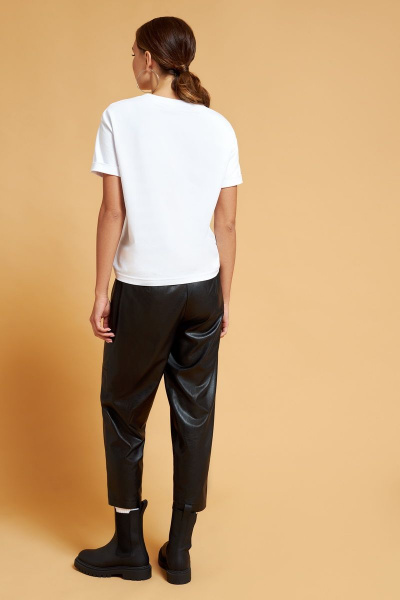 Эко-кожаные брюки с эластичным поясом и шнуром DAVYDOV 8033 - фото 3