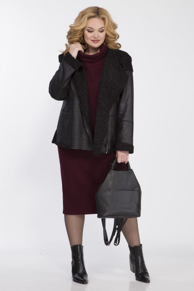 Платье приталенное из трикотажной ткани с воротником хомут Matini 3.1558/1 бордо - фото 8