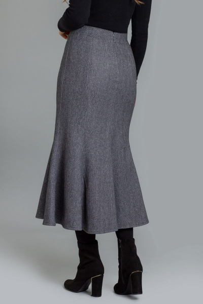Классическая юбка-годе с «ёлочкой» и застежкой на молнию Mirolia 1003 серый - фото 3
