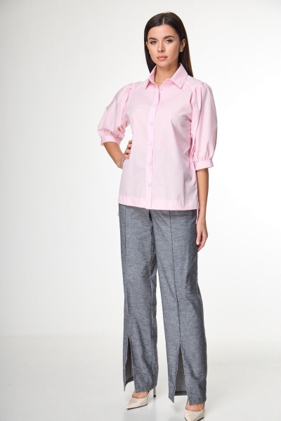 Блуза розовая с асимметричным низом и объемными рукавами Anelli 987 розовый - фото 3