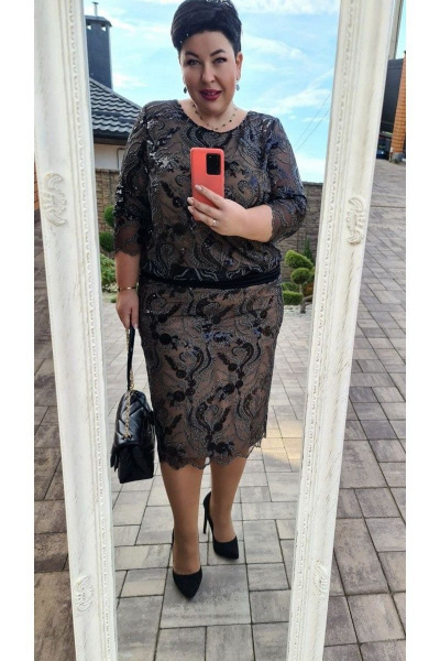 Платье Vittoria Queen 14283 черный_телесный - фото 4