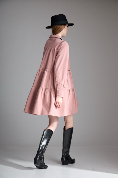 Платье свободного силуэта из хлопка с воланами и застежкой на пуговицах Орхидея 1113 - фото 5