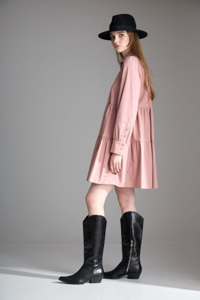 Платье свободного силуэта из хлопка с воланами и застежкой на пуговицах Орхидея 1113 - фото 4