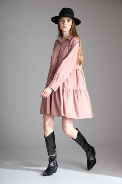 Платье свободного силуэта из хлопка с воланами и застежкой на пуговицах Орхидея 1113 - фото 2