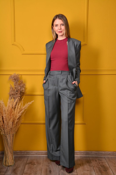 Деловой костюм из легкого текстиля с жакетом и брюками LM КТ5380 - фото 7