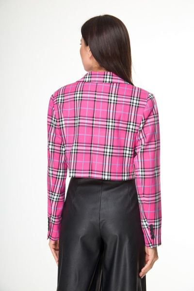 Кроп-жакет двубортный из костюмной ткани в деловом стиле Anelli 1146 малина - фото 8