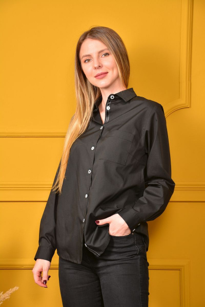 Блуза классический крой с отложным воротником и накладным карманом LM СО01-3 - фото 1