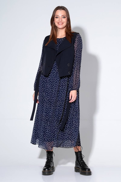 Жилет, платье Liona Style 813 синий - фото 1