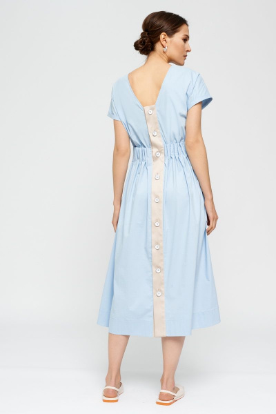 Платье голубое летнее прилегающее из трикотажа с объемными складками BURVIN 7934-81 - фото 2
