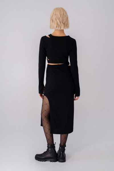 Джемпер асимметричный укороченный из трикотажа PiRS 3544 черный - фото 3