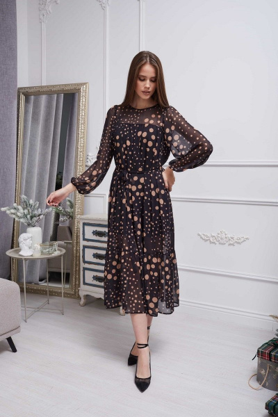 Мультиколорное платье из текстиля и шифона Motif 1618 - фото 3