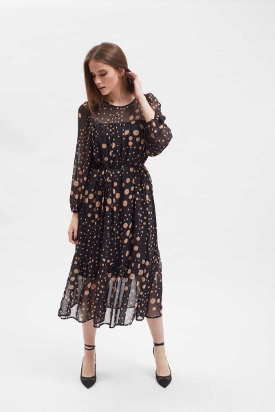 Мультиколорное платье из текстиля и шифона Motif 1618 - фото 2