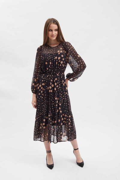 Мультиколорное платье из текстиля и шифона Motif 1618 - фото 1