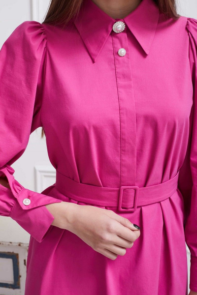 Розовое платье на каждый день из хлопка и текстиля Motif 1620 фуксия - фото 3