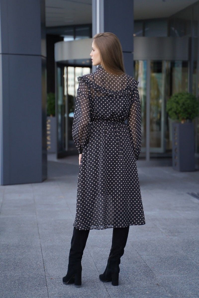 Мультиколорное платье на каждый день из текстиля и шифона Motif 1610 - фото 3