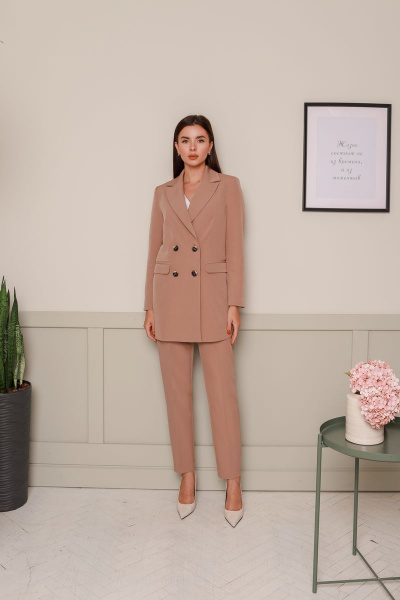 Жакет из костюмной ткани с лацканами AURA otd 1013 беж - фото 1