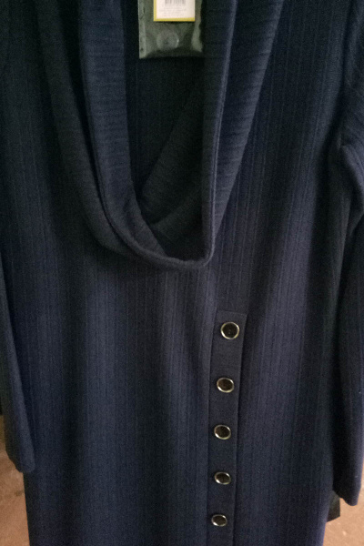 Платье демисезонное из вискозы и трикотажа с декоративным подрезом Vitol Fashion В-1000 синий - фото 4