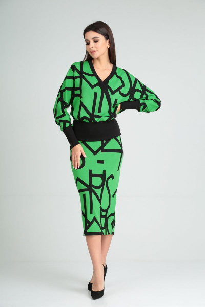 Джемпер, юбка Диомант 1753 зеленый - фото 3