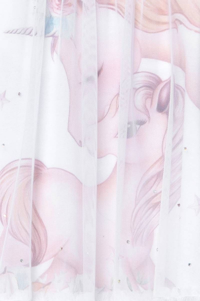 Платье А-силуэт из сетки и трикотажа с рюшами и застежкой Bell Bimbo 212233 белый - фото 3