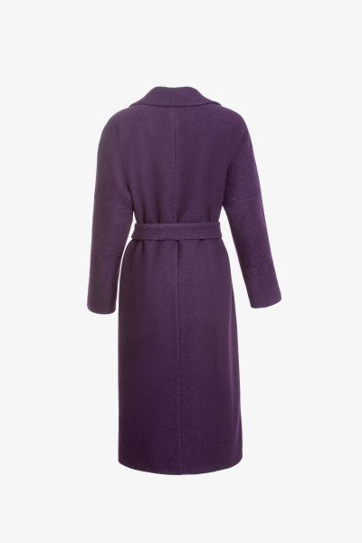 Пальто на каждый день с шерстью из пальтовой ткани Elema 6-11210-1-164 баклажан - фото 3
